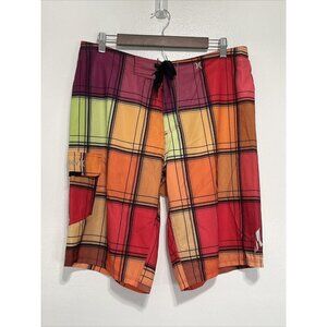HURLEY Phantom Men's Sz 33 Orange Purple Red Stretch Board Shorts